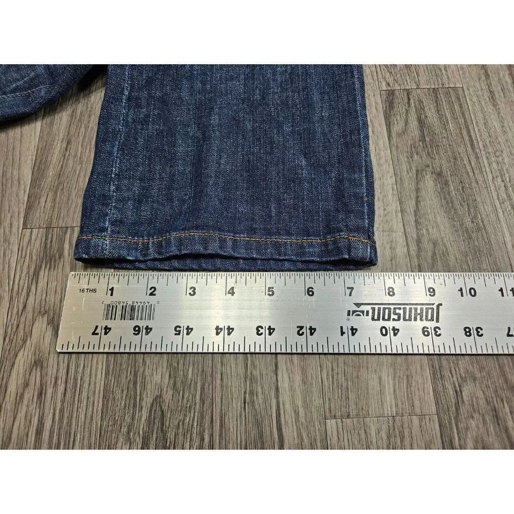 (3/$35) New York & Company Distressed Low Rise Straight Embroidered‎ Jeans